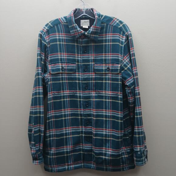 L.L. Bean Traditional Fit Fleece-Lined Flannel Plaid Shirt Jacket Shacket Small - Picture 1 of 8
